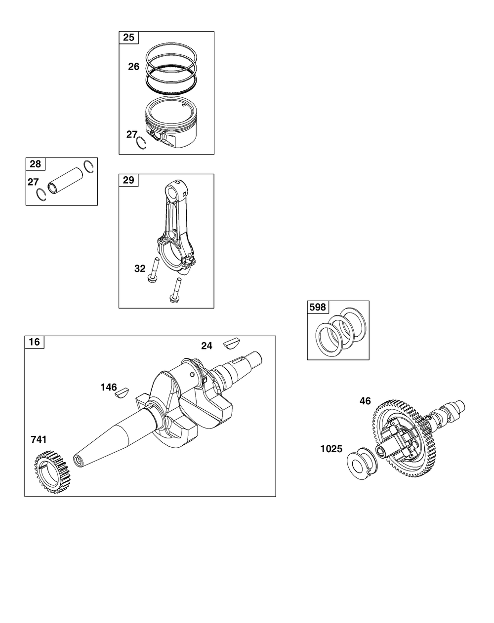 Crankshaft Group Diagram and Parts List for 356447-3545-G1 200000 - 399999 Briggs and Stratton Engine